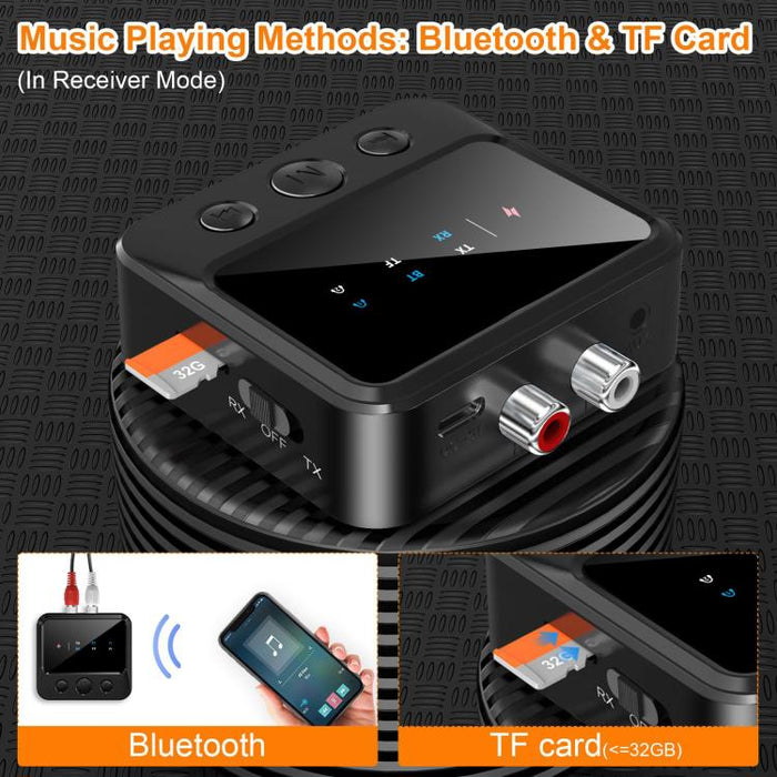Adaptador transmisor/receptor de audio Bluetooth 5.4 con reproducción de tarjeta TF, C56