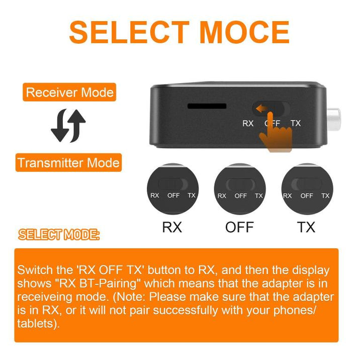 Adaptador transmisor/receptor de audio Bluetooth 5.4 con reproducción de tarjeta TF, C56