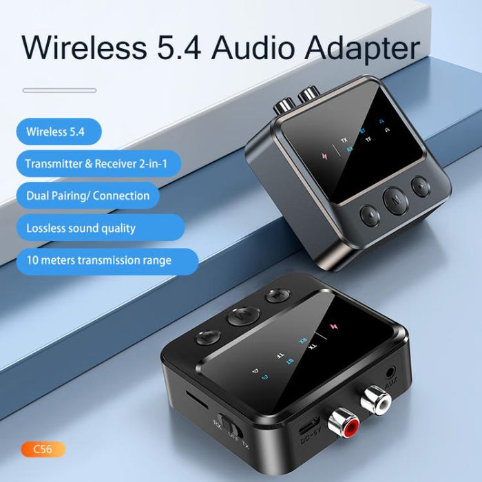 Adaptador transmisor/receptor de audio Bluetooth 5.4 con reproducción de tarjeta TF, C56