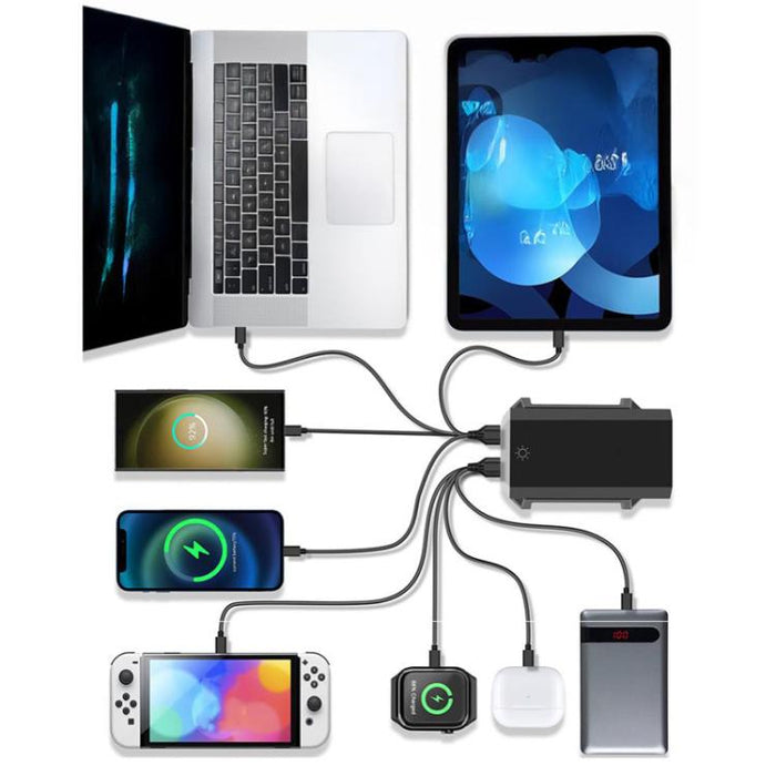 Cargador de escritorio multipuerto de 660 W con 6 puertos Tipo-C y 4 puertos USB, de alta potencia y con carcasa de nitruro de galio., US Plug, UK Plug, EU Plug, AU Plug