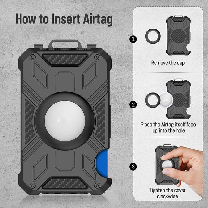 Tarjetero de metal de aluminio con bloqueo RFID para AirTag de 2.ª generación / AirTag de 1.ª generación