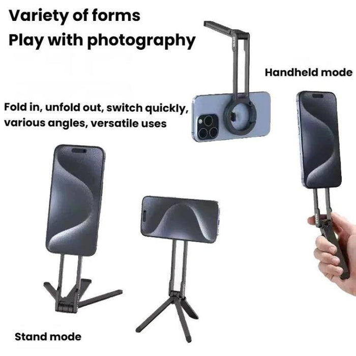 Soporte magnético para teléfono con mosquetón de aleación de aluminio y trípode portátil para fotografía