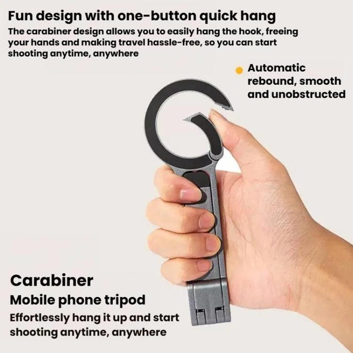 Soporte magnético para teléfono con mosquetón de aleación de aluminio y trípode portátil para fotografía