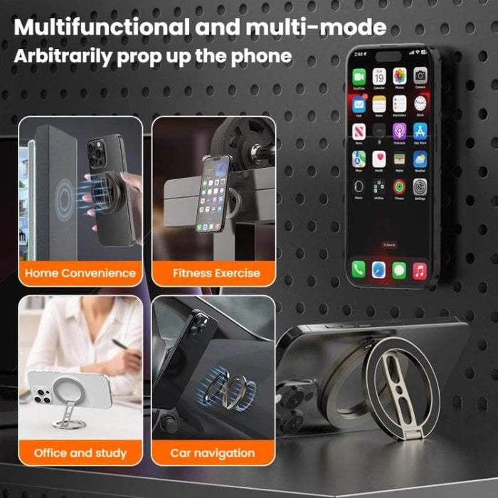 Soporte magnético doble para teléfono, totalmente plegable y multifunción, de metal.