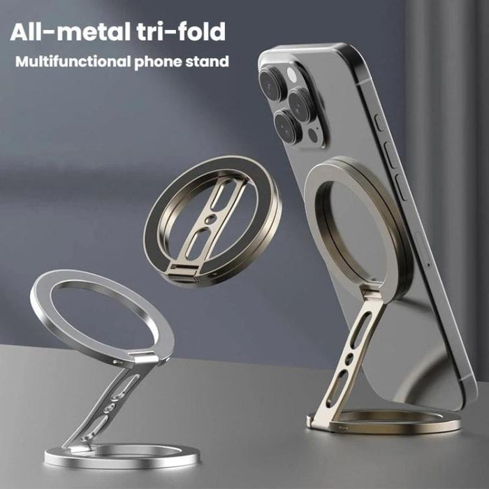Soporte magnético doble para teléfono, totalmente plegable y multifunción, de metal.