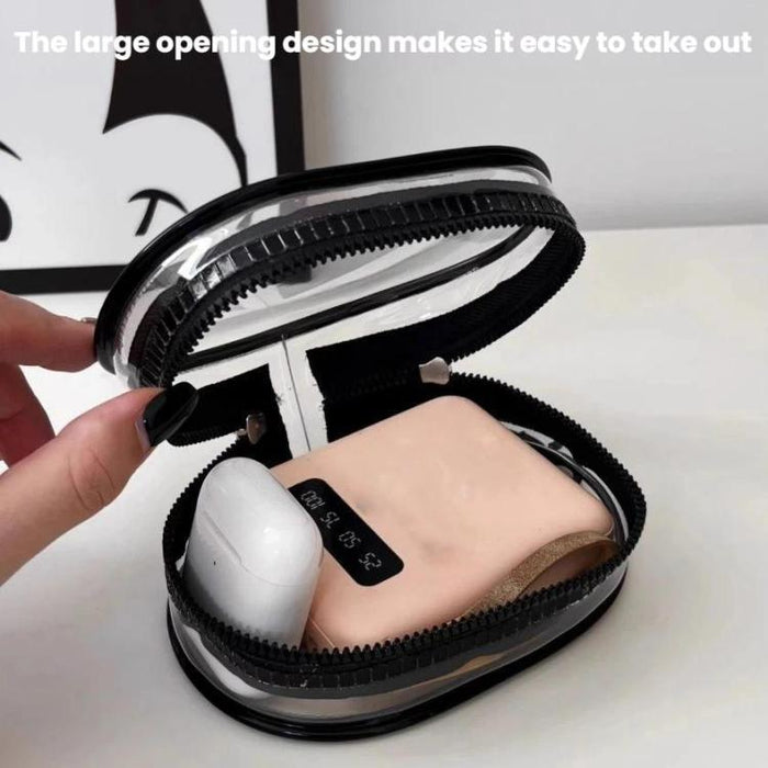 2 unidades de cable de datos, cargador, bolsa de almacenamiento transparente, estuche portátil para auriculares, With Keychain