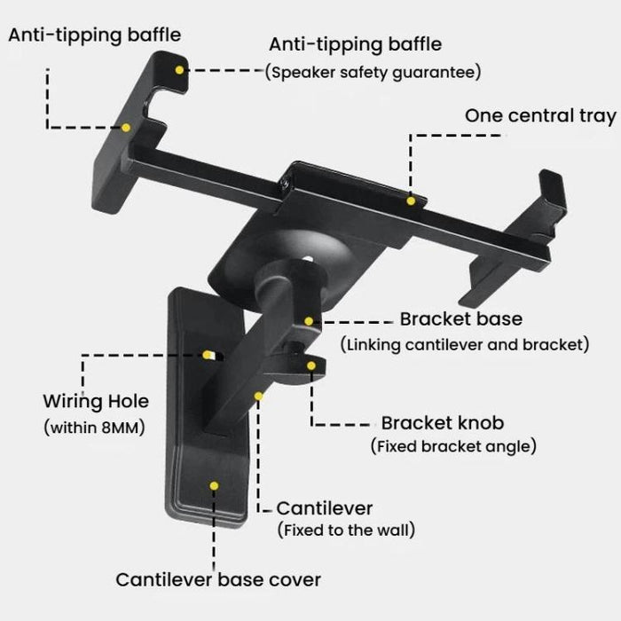 Soporte de pared con ángulo ajustable para altavoces y monitores de sonido envolvente., LKT-383, LKT-383S