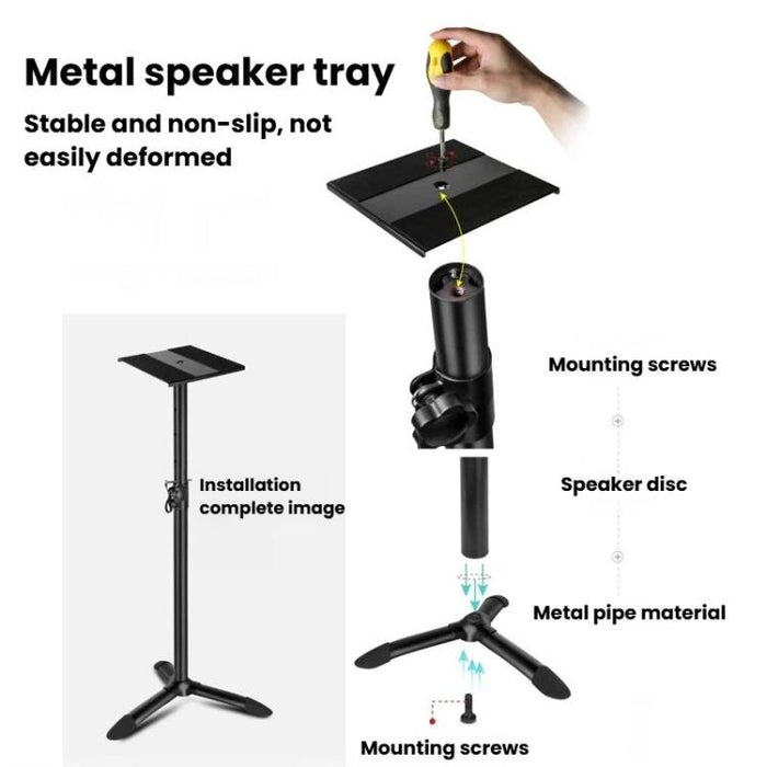 Soporte de altavoz de suelo metálico con trípode envolvente para monitor para estudio y escritorio, LKT-610, LKT-640