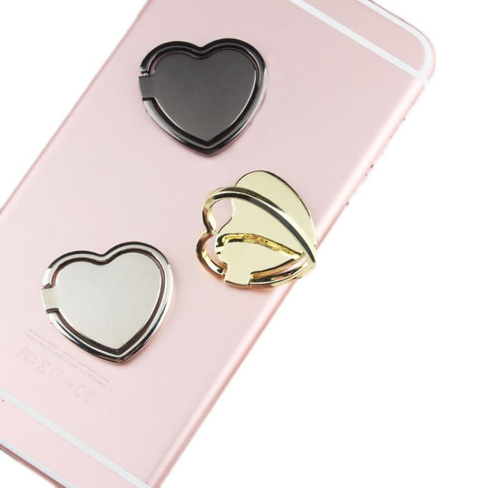 Soporte para teléfono de metal con forma de corazón, giratorio 360 grados, con hebilla de anillo.