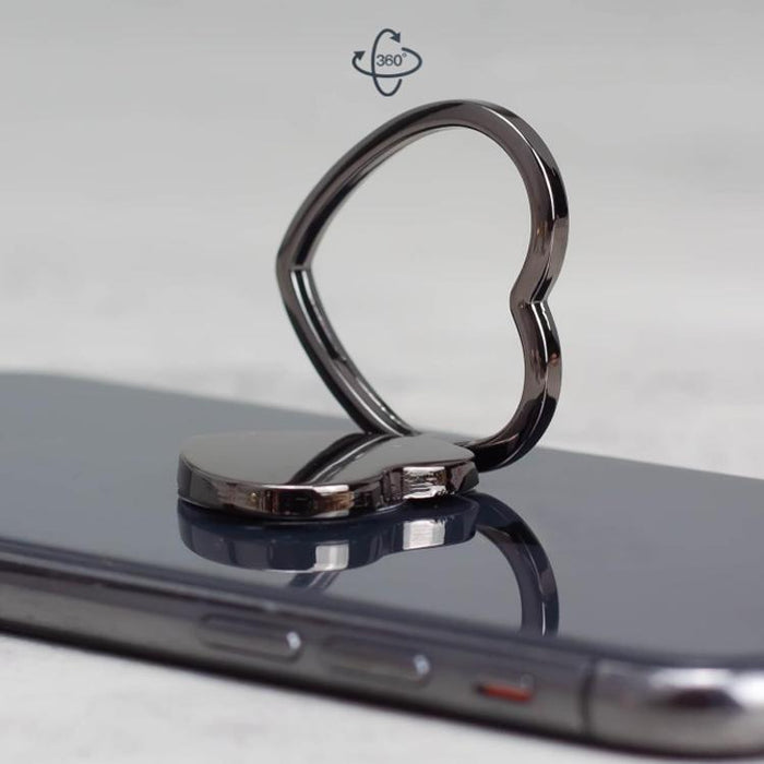 Soporte para teléfono de metal con forma de corazón, giratorio 360 grados, con hebilla de anillo.