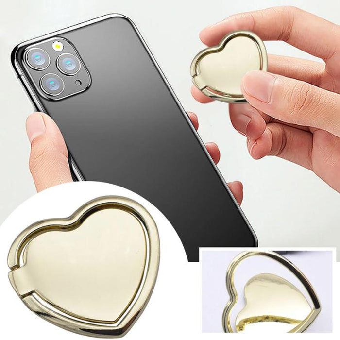 Soporte para teléfono de metal con forma de corazón, giratorio 360 grados, con hebilla de anillo.