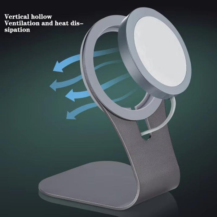 Soporte de teléfono de aleación de aluminio para cargador inalámbrico magnético de escritorio