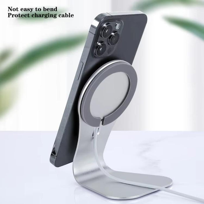 Soporte de teléfono de aleación de aluminio para cargador inalámbrico magnético de escritorio