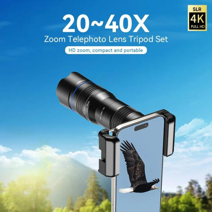 Lente telefoto zoom universal APEXEL totalmente metálico 20-40x para smartphones, telescopio HD para teléfono, ideal para fotografía lunar y de conciertos., APL-20-40X