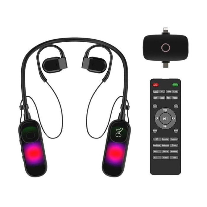 Auriculares todo en uno para retransmisiones en directo con tarjeta de sonido y micrófono inalámbrico de cuello., G10T