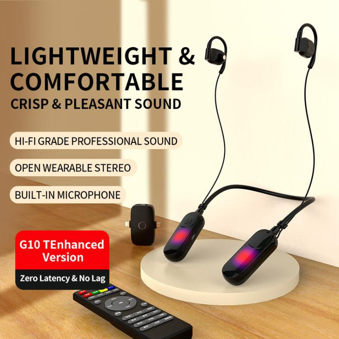 Auriculares todo en uno para retransmisiones en directo con tarjeta de sonido y micrófono inalámbrico de cuello., G10T
