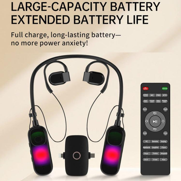 Auriculares todo en uno para retransmisiones en directo con tarjeta de sonido y micrófono inalámbrico de cuello., G10T