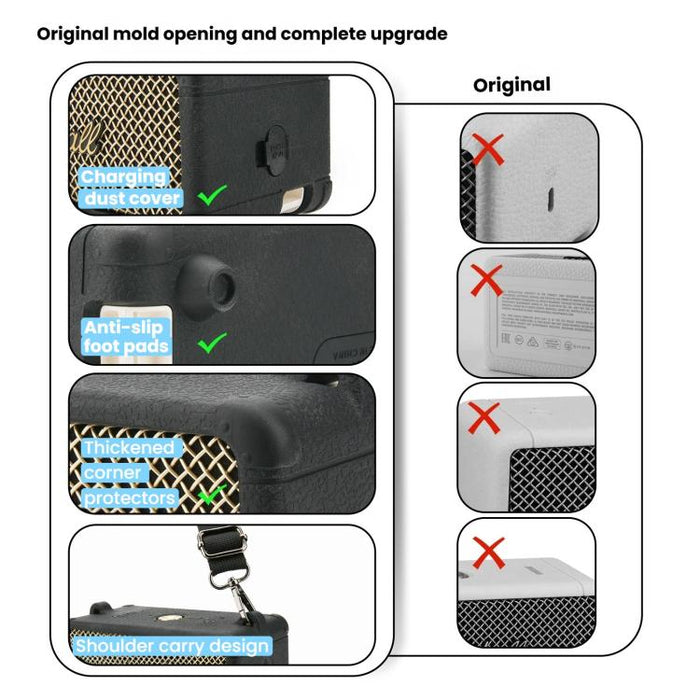 Funda protectora de silicona portátil para Marshall Emberton III con correa ajustable para el hombro.