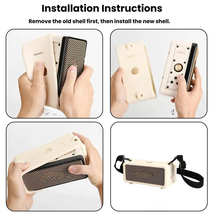 Funda protectora de silicona portátil para Marshall Emberton III con correa ajustable para el hombro.