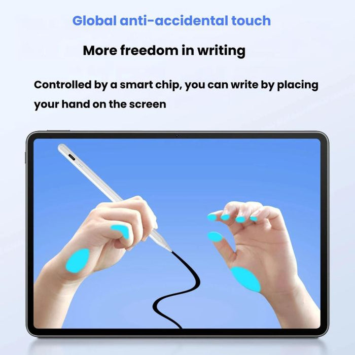 Para iPad 2018 o posterior. Indicador de encendido de tres LED. Sistema anti-pulsación accidental. Lápiz óptico capacitivo activo sensible a la inclinación y a la presión.