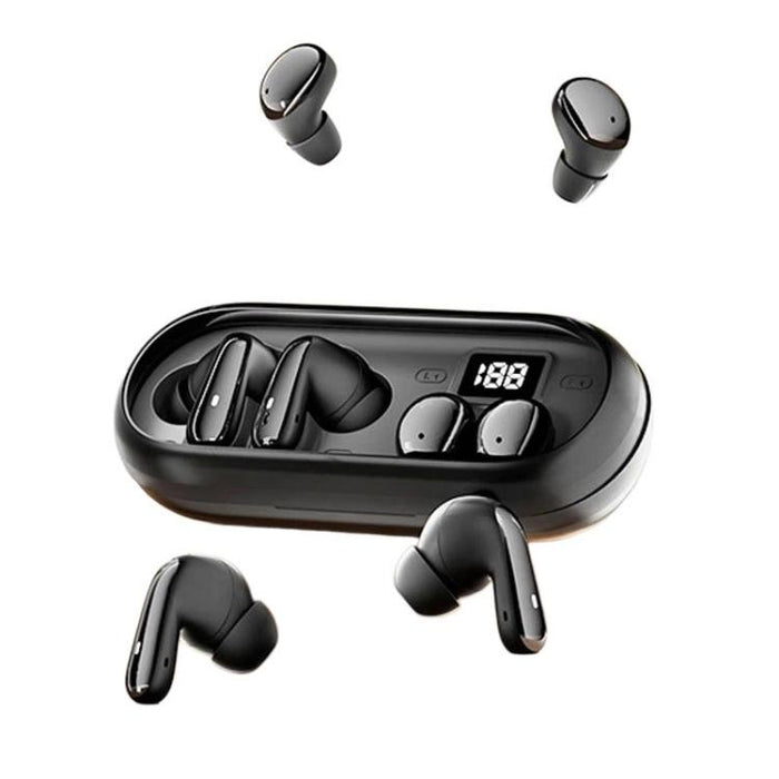 MD35 2 pares de auriculares intrauditivos con pantalla digital, cancelación de ruido, inalámbricos Bluetooth, ideales para dormir.