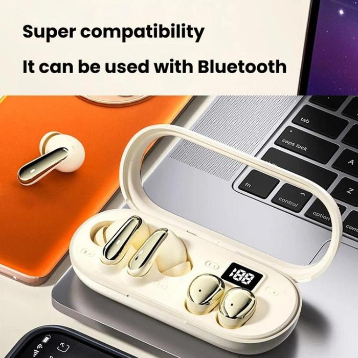 MD35 2 pares de auriculares intrauditivos con pantalla digital, cancelación de ruido, inalámbricos Bluetooth, ideales para dormir.