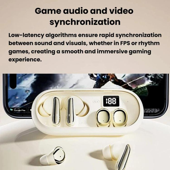 MD35 2 pares de auriculares intrauditivos con pantalla digital, cancelación de ruido, inalámbricos Bluetooth, ideales para dormir.