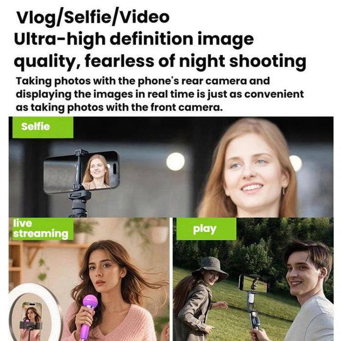 Espejo para selfies inalámbrico T3 con pantalla magnética trasera para selfies, T3 Wireless