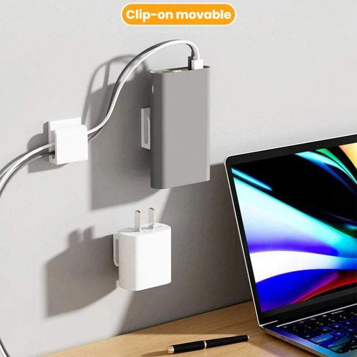 2 soportes para cargador de teléfono, clip para cable de carga, gancho organizador