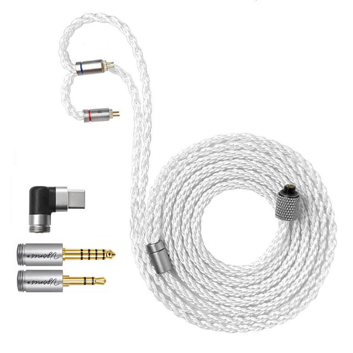 Cable para auriculares de doble pin mejorado con cobre monocristalino, longitud: 1,2 m, 3.5mm+4.4mm, 3.5mm+4.4mm+Type-C