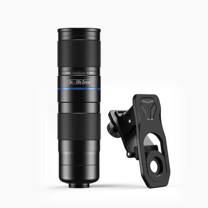 Kit de teleobjetivo APEXEL TeleZoom con zoom 5-10X para smartphone con clip universal todo en uno., APL-T5-10X