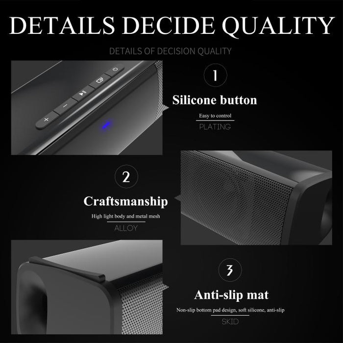 Altavoz Bluetooth con subwoofer y sonido envolvente dual para ordenador, BS-28A