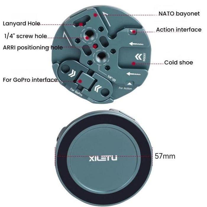 Soporte magnético todo en uno XILETU para teléfono con tornillo de 1/4 de pulgada, compatible con ARRI, GoPro, Action, zapata fría e interfaces NATO., MI-1, MI-1+XJ-28 Bracket, MI-1+MC-22S Gimbal+XT-18S Tripod