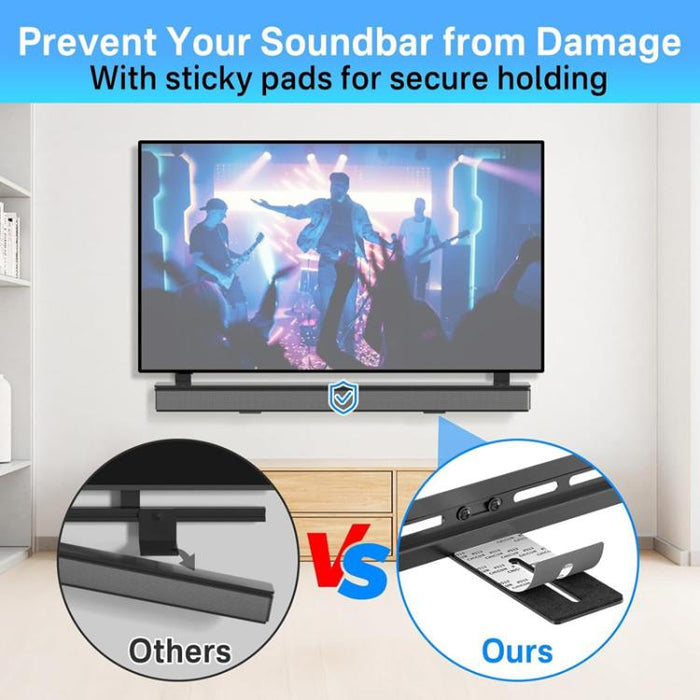 JJ-9452-B-0 Soporte de pared para barra de sonido larga sin perforaciones, para conectar altavoces y TV., JJ-9452-B-0
