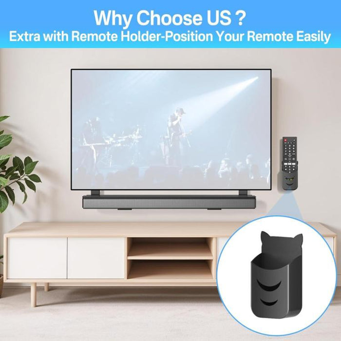JJ-9452-B-0 Soporte de pared para barra de sonido larga sin perforaciones, para conectar altavoces y TV., JJ-9452-B-0