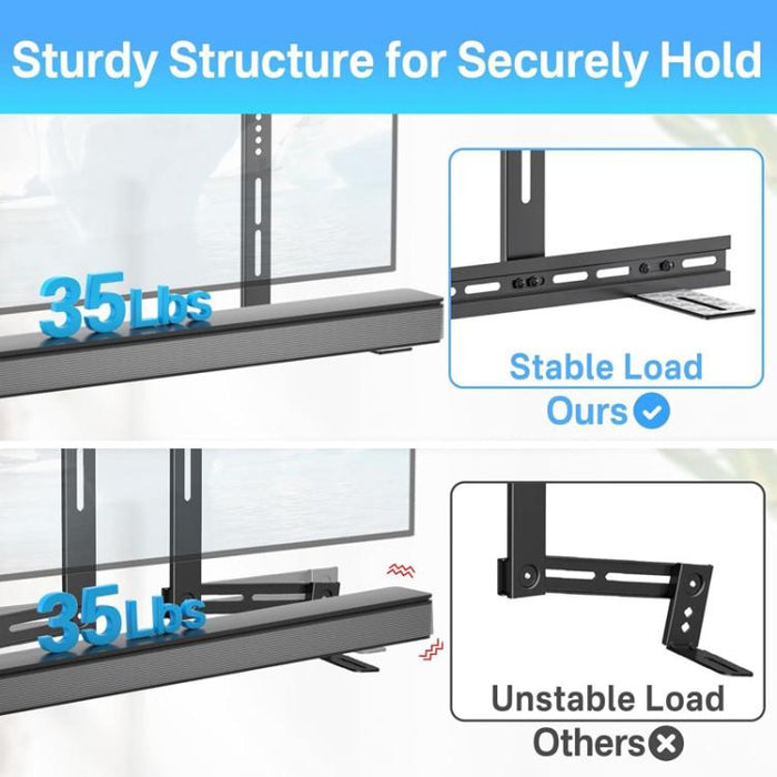 JJ-9452-B-0 Soporte de pared para barra de sonido larga sin perforaciones, para conectar altavoces y TV., JJ-9452-B-0