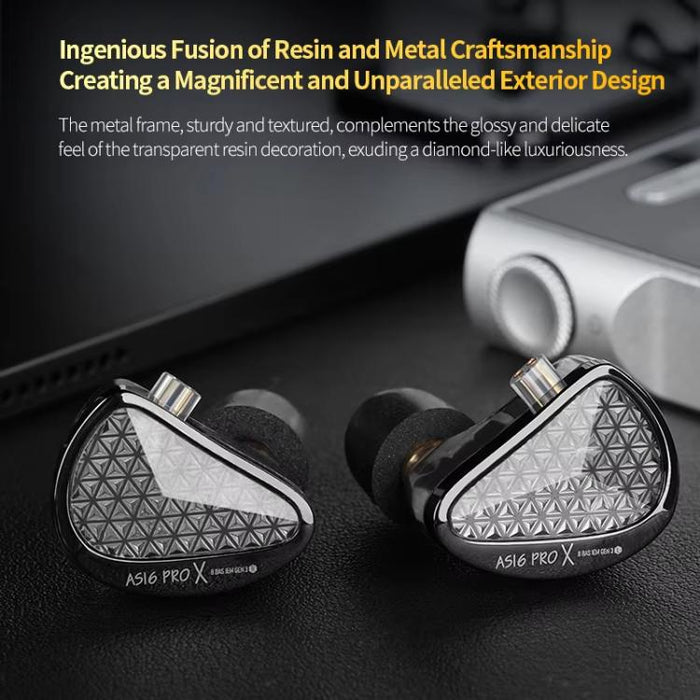 Auriculares intrauditivos de alta fidelidad KZ AS16 PRO X 16BA con cable de 1,2 m., Standard, With Mic