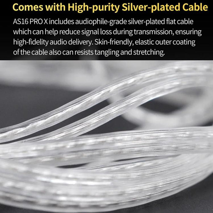 Auriculares intrauditivos de alta fidelidad KZ AS16 PRO X 16BA con cable de 1,2 m., Standard, With Mic