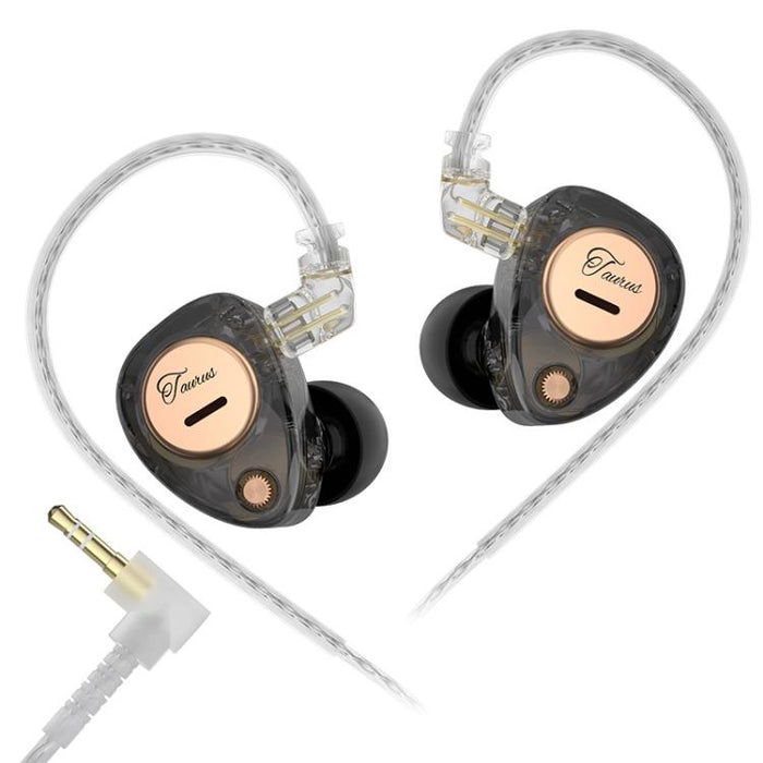 Auriculares con cable KZ Taurus de 3,5 mm con estructura de controlador dinámico dual horizontal y calidad HiFi de 1,2 m., Transparent Standard, Transparent With Mic, Transparent Black, Transparent Black With Mic, White Standard, White With Mic