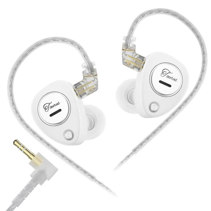 Auriculares con cable KZ Taurus de 3,5 mm con estructura de controlador dinámico dual horizontal y calidad HiFi de 1,2 m., Transparent Standard, Transparent With Mic, Transparent Black, Transparent Black With Mic, White Standard, White With Mic