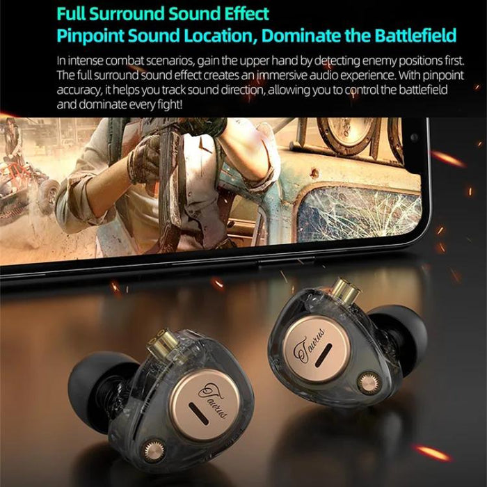 Auriculares con cable KZ Taurus de 3,5 mm con estructura de controlador dinámico dual horizontal y calidad HiFi de 1,2 m., Transparent Standard, Transparent With Mic, Transparent Black, Transparent Black With Mic, White Standard, White With Mic