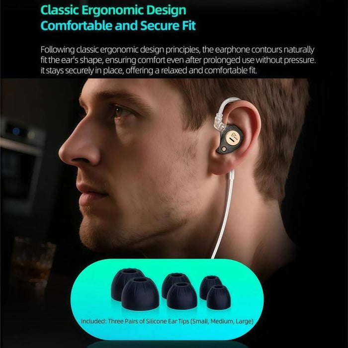 Auriculares con cable KZ Taurus de 3,5 mm con estructura de controlador dinámico dual horizontal y calidad HiFi de 1,2 m., Transparent Standard, Transparent With Mic, Transparent Black, Transparent Black With Mic, White Standard, White With Mic