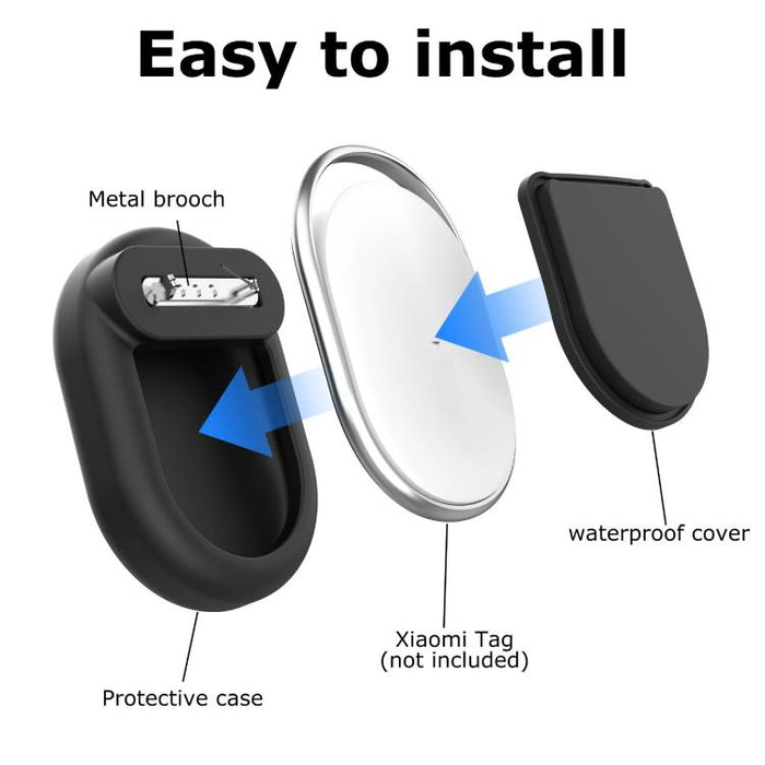 Funda para Xiaomi Tag con pasador oculto, soporte de silicona impermeable con broche de seguridad para ropa infantil y mochilas.