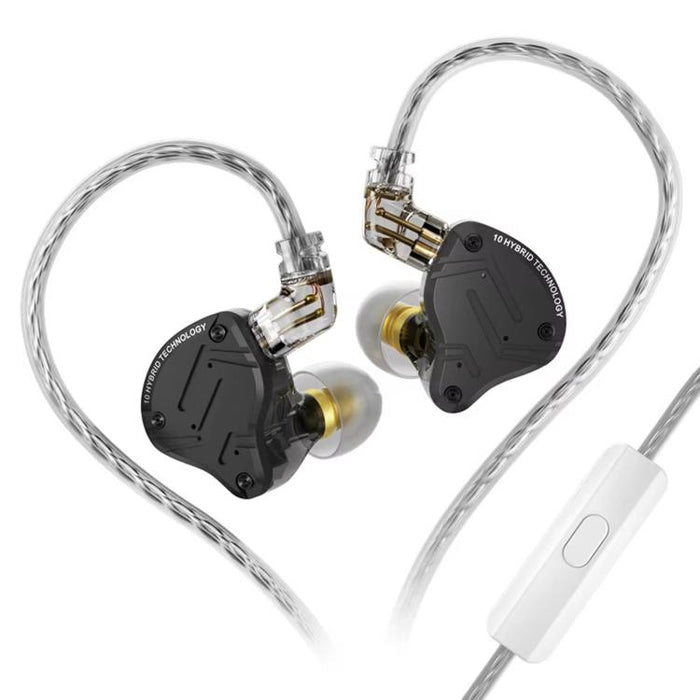 Auriculares con cable KZ-ZS10 PRO X de 10 transductores (dinámicos + armadura balanceada) y cable de 1,2 m., Without Mic, With Mic