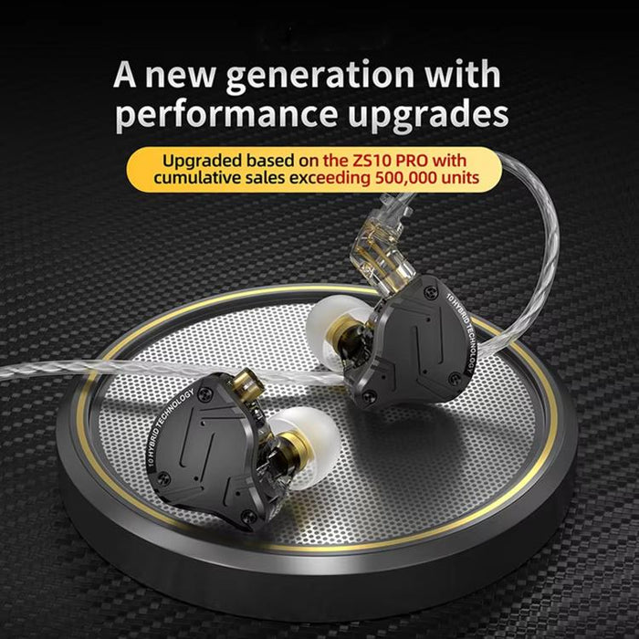 Auriculares con cable KZ-ZS10 PRO X de 10 transductores (dinámicos + armadura balanceada) y cable de 1,2 m., Without Mic, With Mic