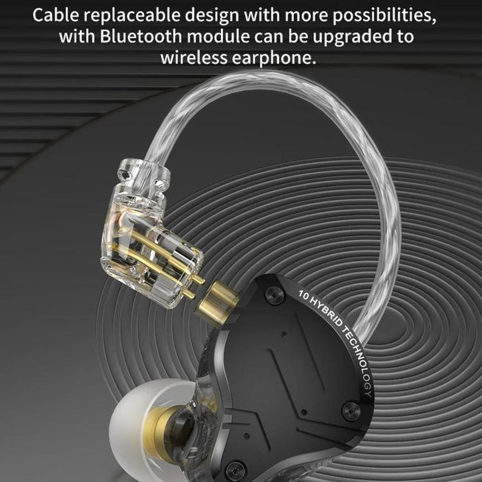 Auriculares con cable KZ-ZS10 PRO X de 10 transductores (dinámicos + armadura balanceada) y cable de 1,2 m., Without Mic, With Mic