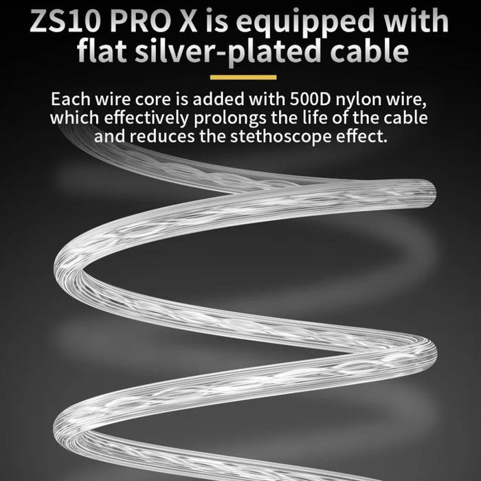 Auriculares con cable KZ-ZS10 PRO X de 10 transductores (dinámicos + armadura balanceada) y cable de 1,2 m., Without Mic, With Mic