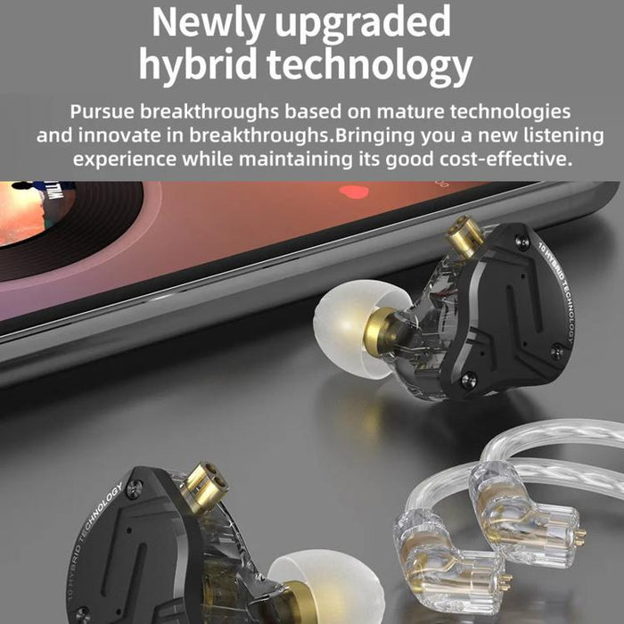 Auriculares con cable KZ-ZS10 PRO X de 10 transductores (dinámicos + armadura balanceada) y cable de 1,2 m., Without Mic, With Mic