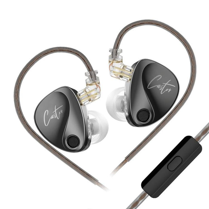 Auriculares intrauditivos con cable KZ-Castor de 1,2 m, ajustables, con doble controlador., No Mic, With Mic, Enhanced Bass No Mic, Enhanced Bass With Mic