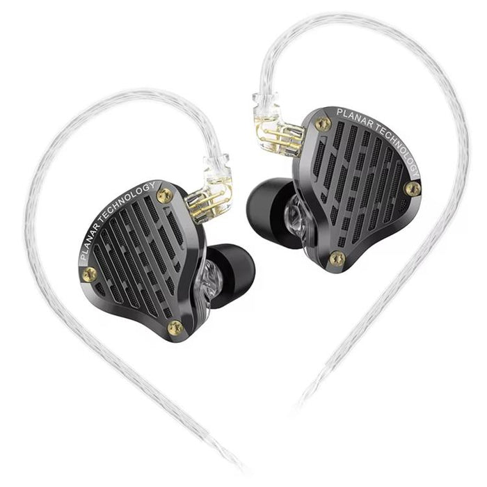Auriculares intrauditivos con diafragma planar KZ-PR3 de 1,2 m con cable, para monitorización Hi-Fi, con cable reemplazable y altavoces planares., Black Standard, Black With Mic
